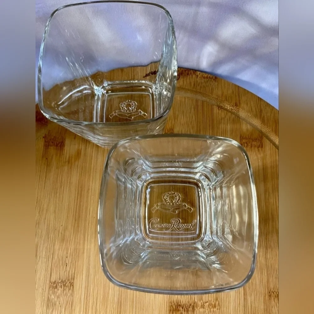 NWOT | Crown Royal Italy | Bourbon Whiskey Low Ball Square Rocks Glass Set (2)